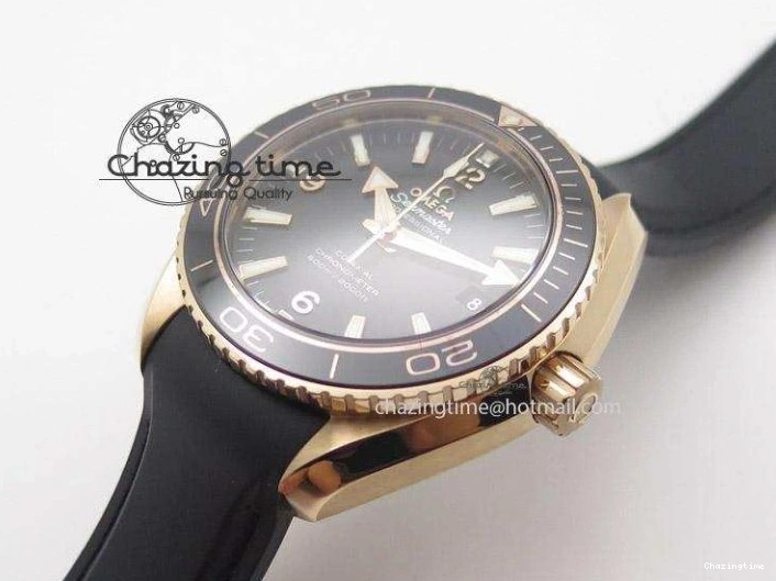 0522 Planet Ocean Professional Rose Gold Liquid Metal V6F 42mm On Black Rubber Strap A Vibrant 8266